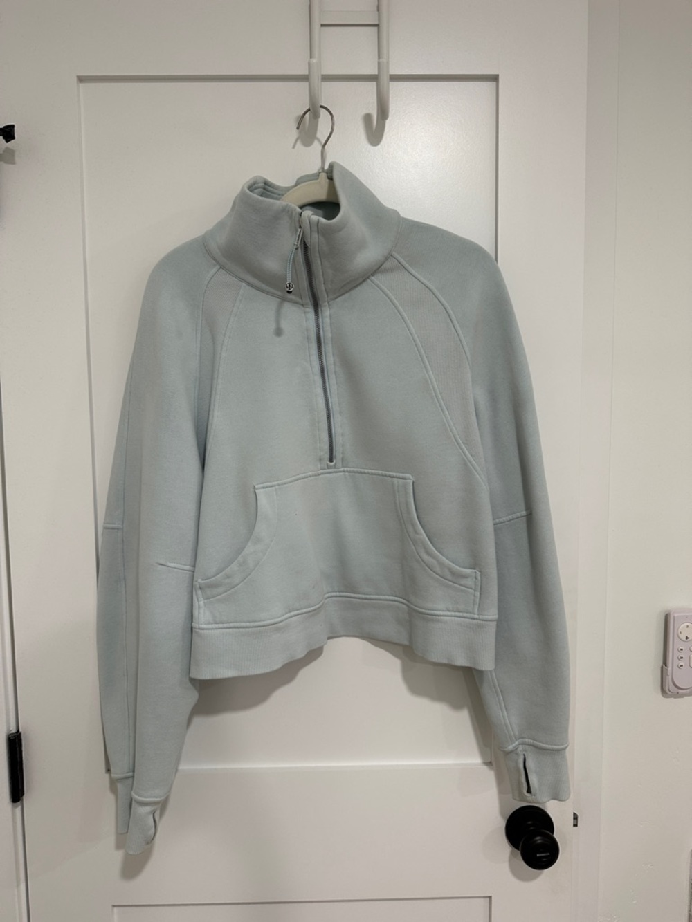 lululemon athletica Light Blue Cropped Half-Zip Sweatshirt